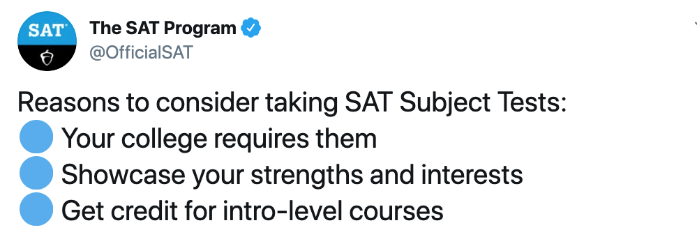 SAT subject tests