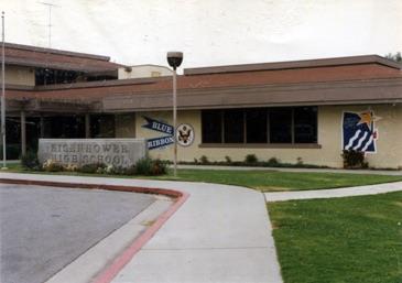 front of school with Blue Ribbon 