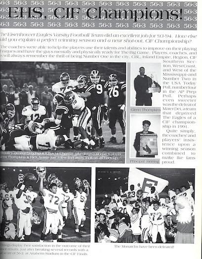 yearbook page for football 