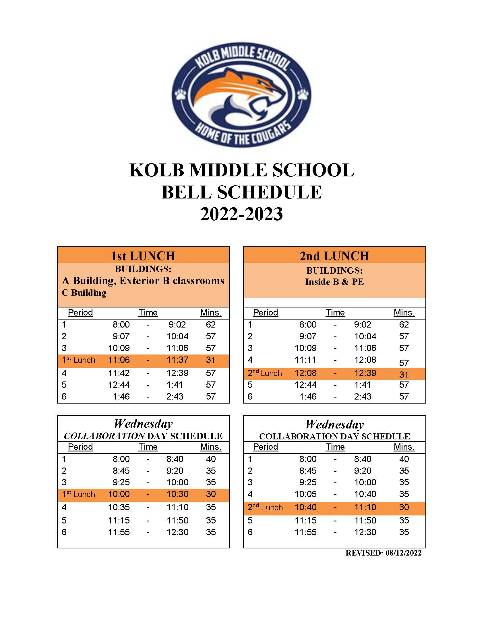 School Bell Schedule / Home