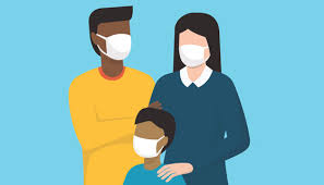 Family wearing mask