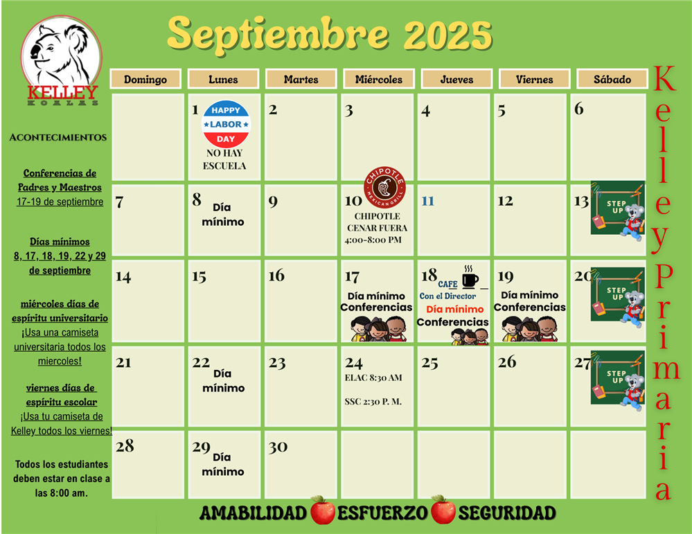 Image of Monthly Calendar in Spanish 
